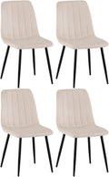 4-delige Set Stoelen - Eetkamerstoelen - Comfortabele Gewatteerde Zitting Kleur crème Materiaal zacht