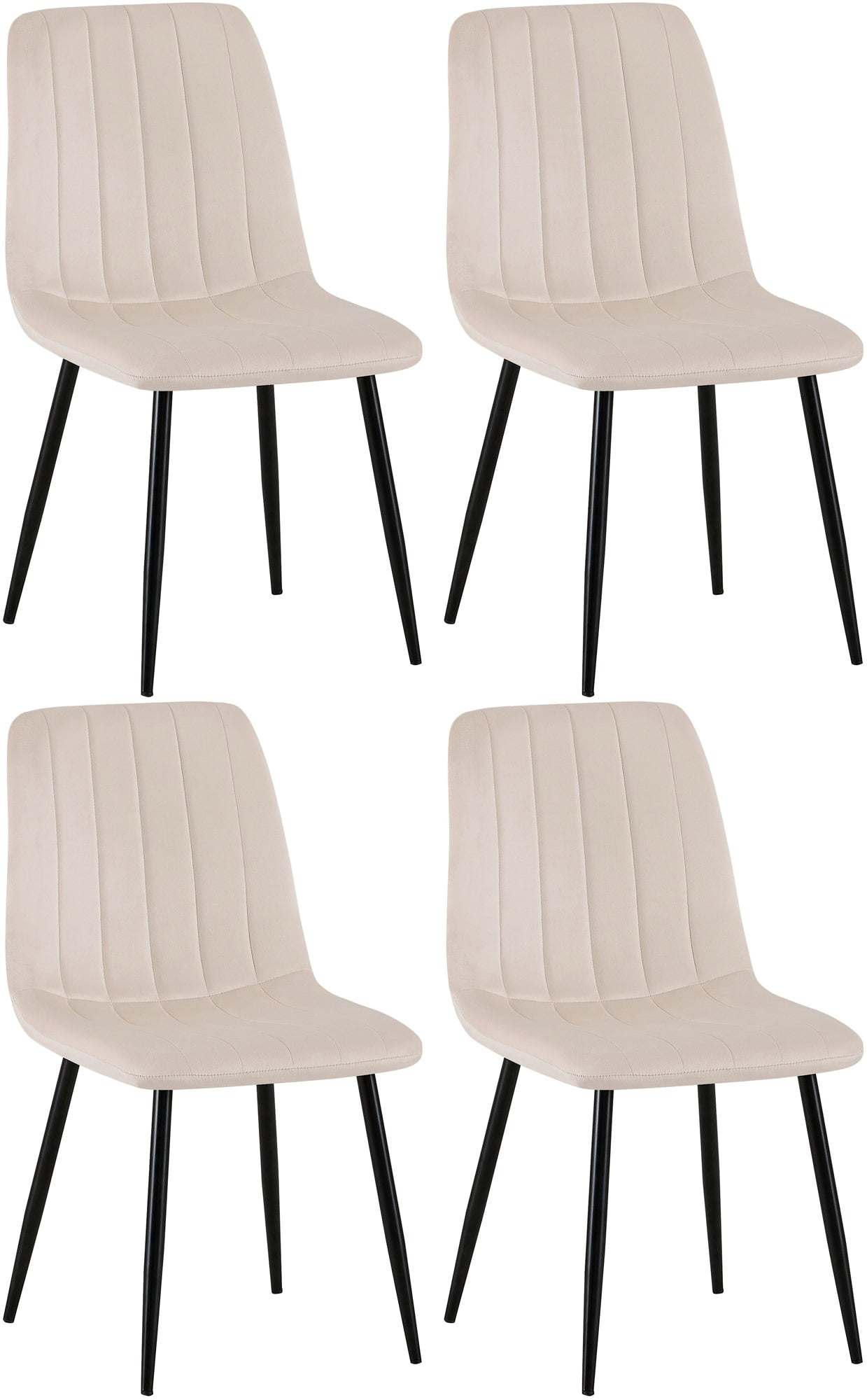 4-delige Set Stoelen - Eetkamerstoelen - Comfortabele Gewatteerde Zitting Kleur crème Materiaal zacht