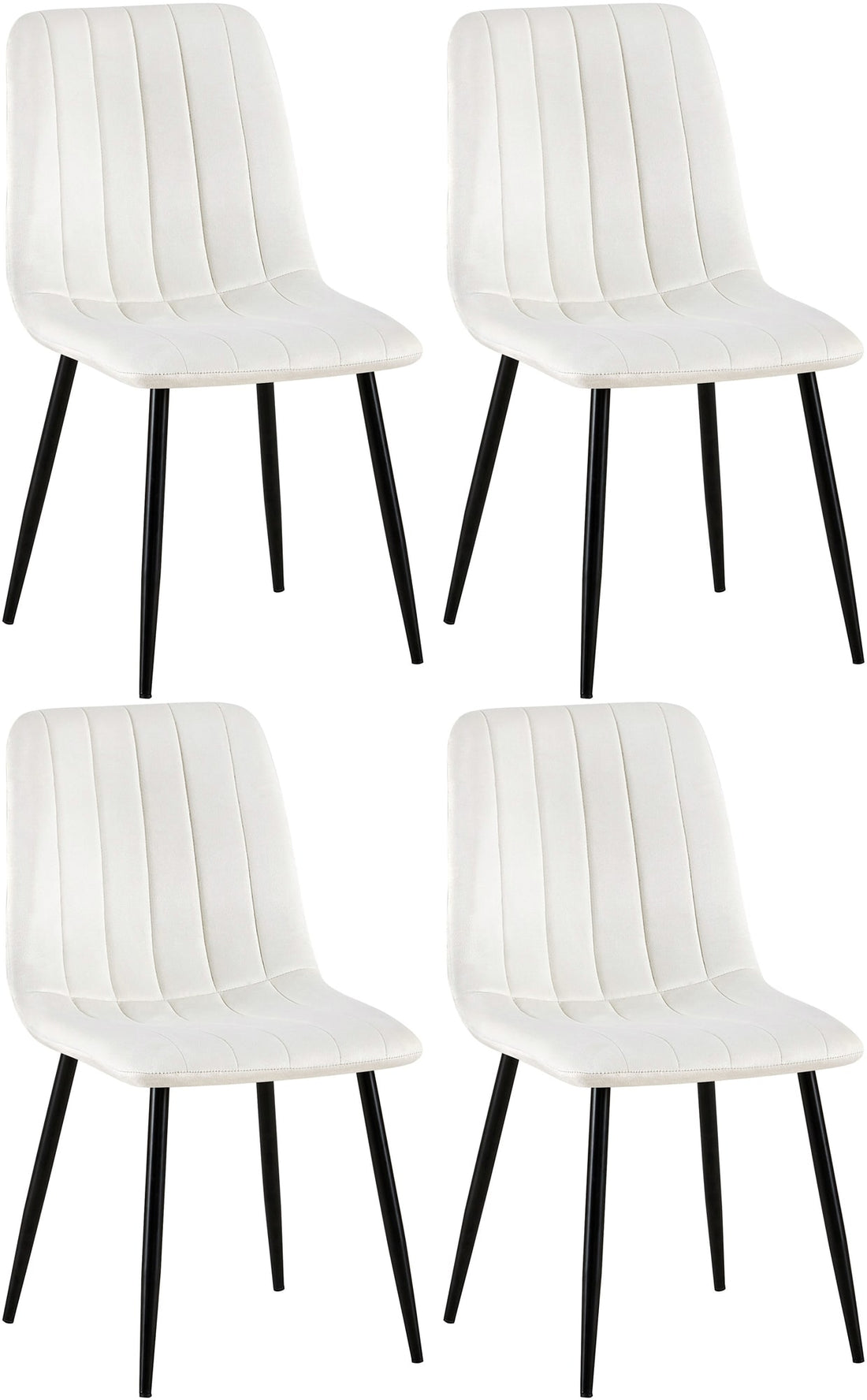 Set van 4 Eetkamerstoelen - Keukenstoelen - Optimaal Comfort, Beschermers Gevoelige Vloeren Kleur crèmewit
