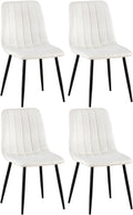 Set van 4 Eetkamerstoelen - Keukenstoelen - Optimaal Comfort, Beschermers Gevoelige Vloeren Kleur crèmewit