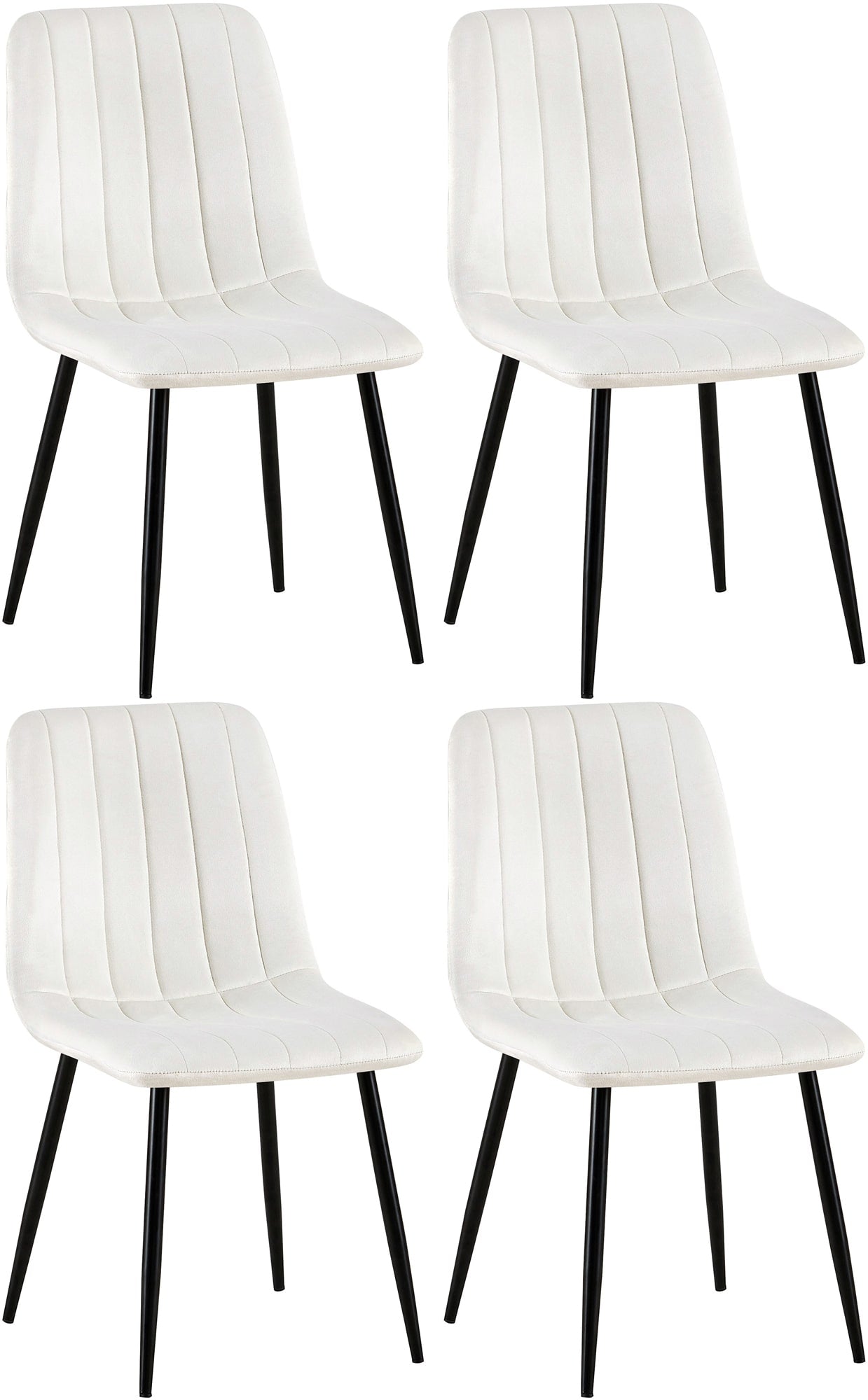 Set van 4 Eetkamerstoelen - Keukenstoelen - Optimaal Comfort, Beschermers Gevoelige Vloeren Kleur crèmewit