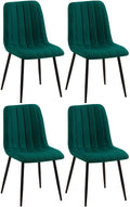 4-delige Set Stoelen - Eetkamerstoelen - Comfortabele Gewatteerde Zitting Kleur donkergroen Materiaal Stof