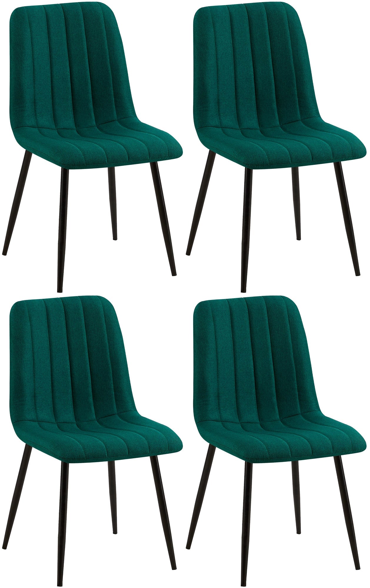 4-delige Set Stoelen - Eetkamerstoelen - Comfortabele Gewatteerde Zitting Kleur donkergroen Materiaal Stof