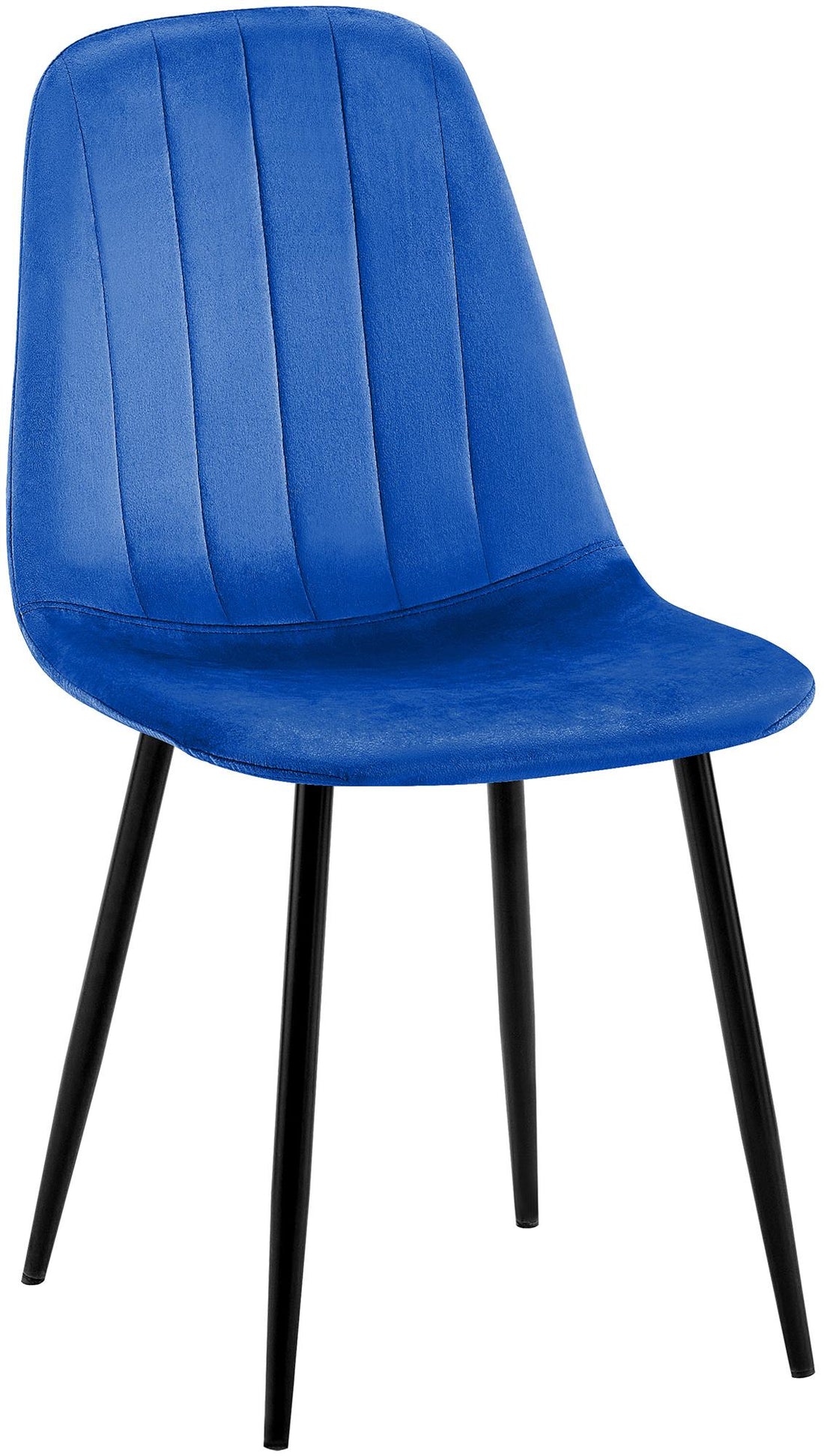 Eetkamerstoel met Fluwelen Bekleding - Keukenstoel - Hoog Comfort, Zwart Metalen Frame Kleur blauw