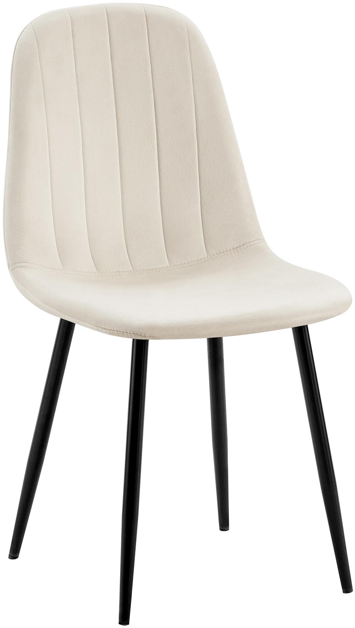 Eetkamerstoel met Fluwelen Bekleding - Keukenstoel - Hoog Comfort, Zwart Metalen Frame Kleur crèmewit