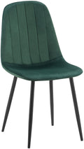 Eetkamerstoel met Fluwelen Bekleding - Keukenstoel - Hoog Comfort, Zwart Metalen Frame Kleur groen