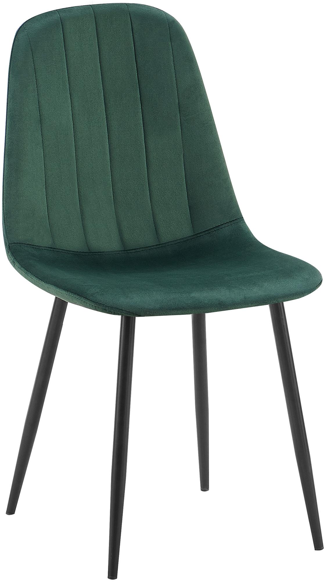 Eetkamerstoel met Fluwelen Bekleding - Keukenstoel - Hoog Comfort, Zwart Metalen Frame Kleur groen