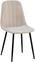 Eetkamerstoel met Fluwelen Bekleding - Keukenstoel - Hoog Comfort, Zwart Metalen Frame Kleur grijs