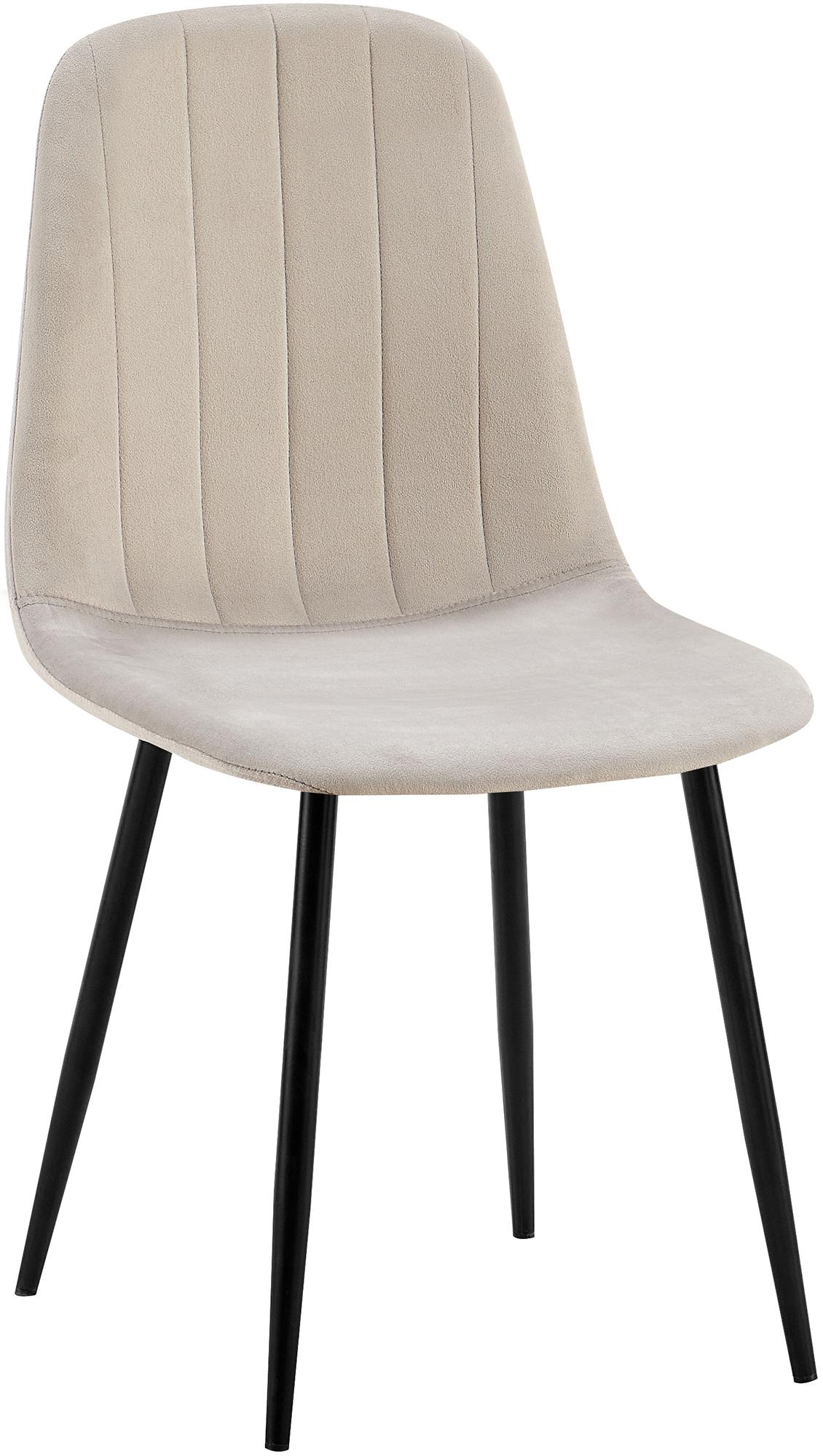 Eetkamerstoel met Fluwelen Bekleding - Keukenstoel - Hoog Comfort, Zwart Metalen Frame Kleur grijs