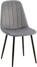 Eetkamerstoel met Fluwelen Bekleding - Keukenstoel - Hoog Comfort, Zwart Metalen Frame Kleur donkergrijs
