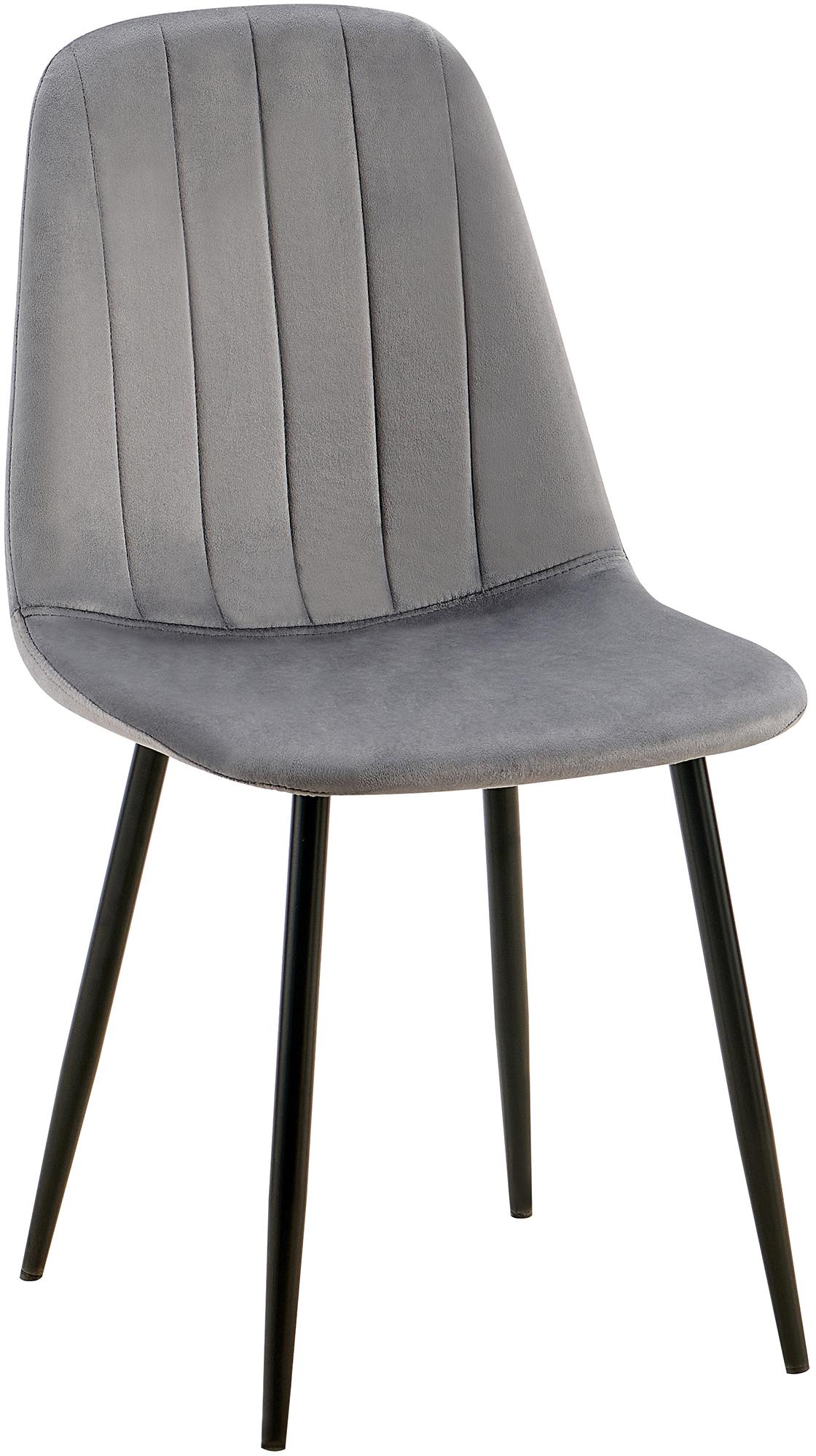 Eetkamerstoel met Fluwelen Bekleding - Keukenstoel - Hoog Comfort, Zwart Metalen Frame Kleur donkergrijs