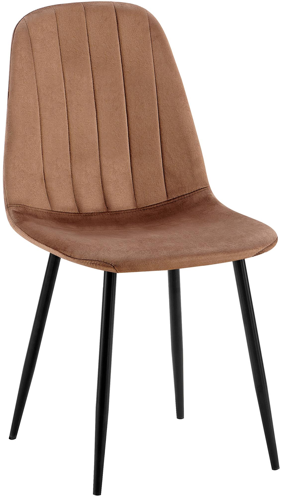 Eetkamerstoel met Fluwelen Bekleding - Keukenstoel - Hoog Comfort, Zwart Metalen Frame Kleur bruin