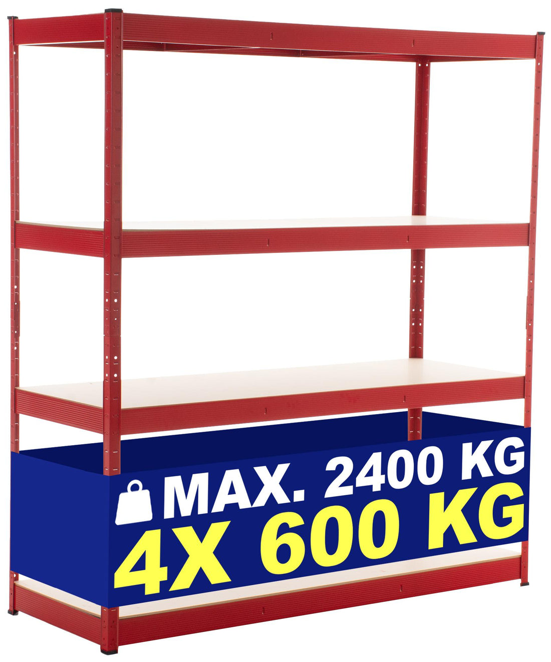 Zwaar Draagvermogen Opslagrek - Metalen Stelling - Flexibele Plankhoogte, 2,4 Ton Capaciteit Kleur rood
