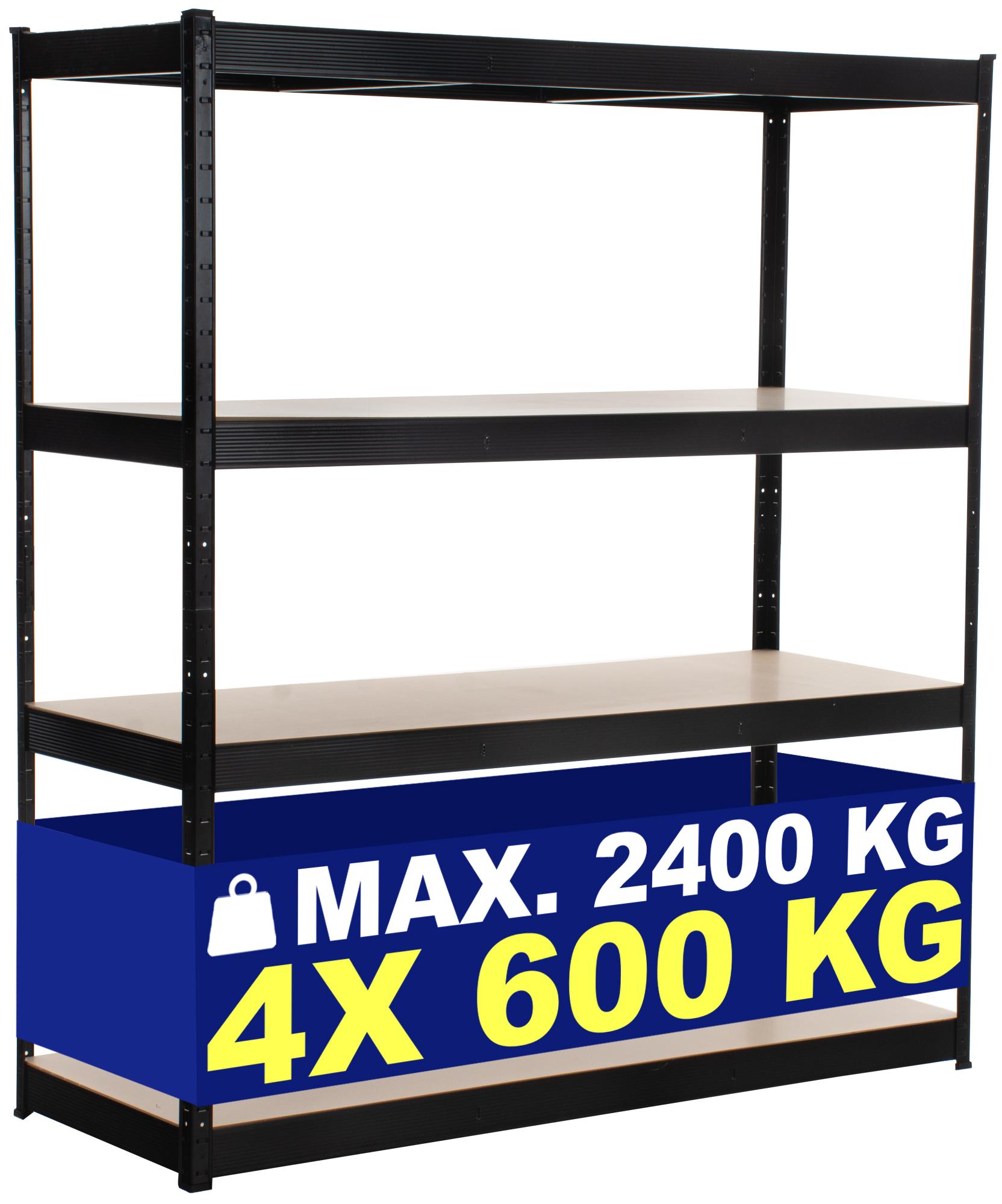 Zwaar Draagvermogen Opslagrek - Metalen Stelling - Flexibele Plankhoogte, 2,4 Ton Capaciteit Kleur zwart