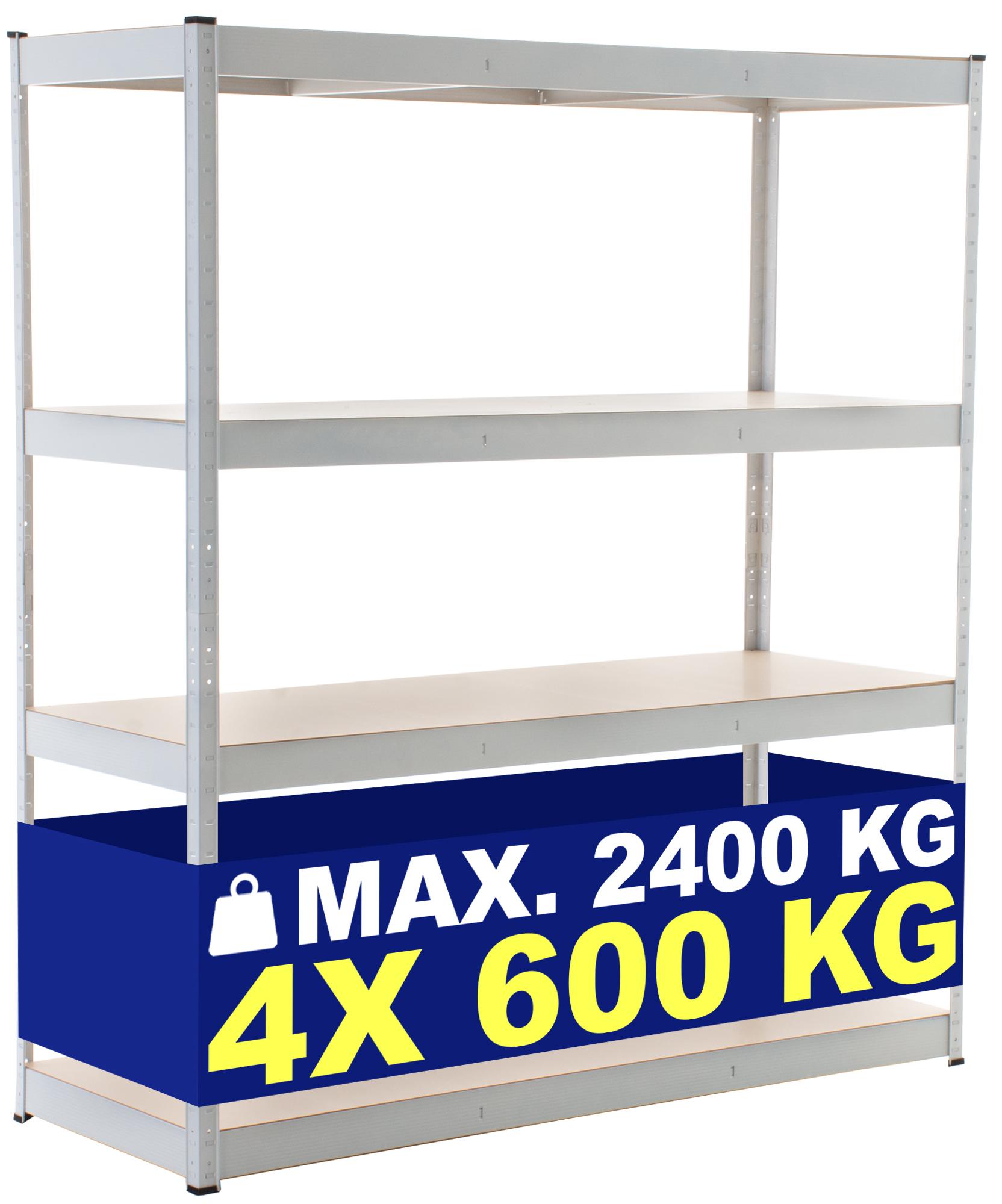 Zwaar Draagvermogen Opslagrek - Metalen Stelling - Flexibele Plankhoogte, 2,4 Ton Capaciteit Kleur wit