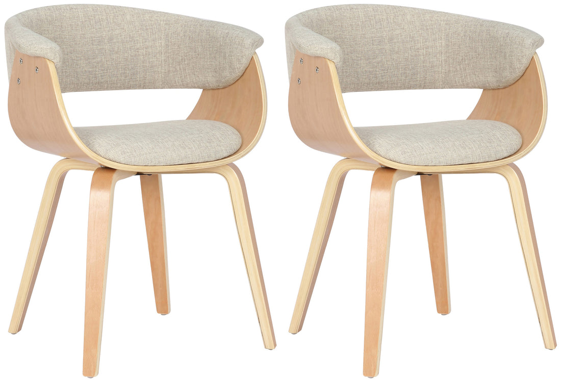 2-delige Eetkamerstoelen Set - Leunstoelen - Ergonomisch Design, Stijlvol Textiel Kleur natuur/creme