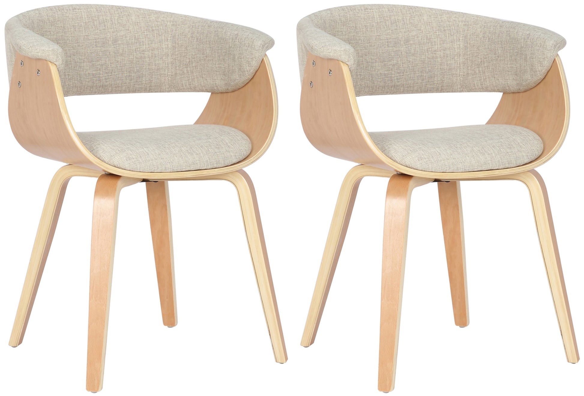 2-delige Eetkamerstoelen Set - Leunstoelen - Ergonomisch Design, Stijlvol Textiel Kleur natuur/creme