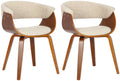 2-delige Eetkamerstoelen Set - Leunstoelen - Ergonomisch Design, Stijlvol Textiel Kleur walnoot/creme