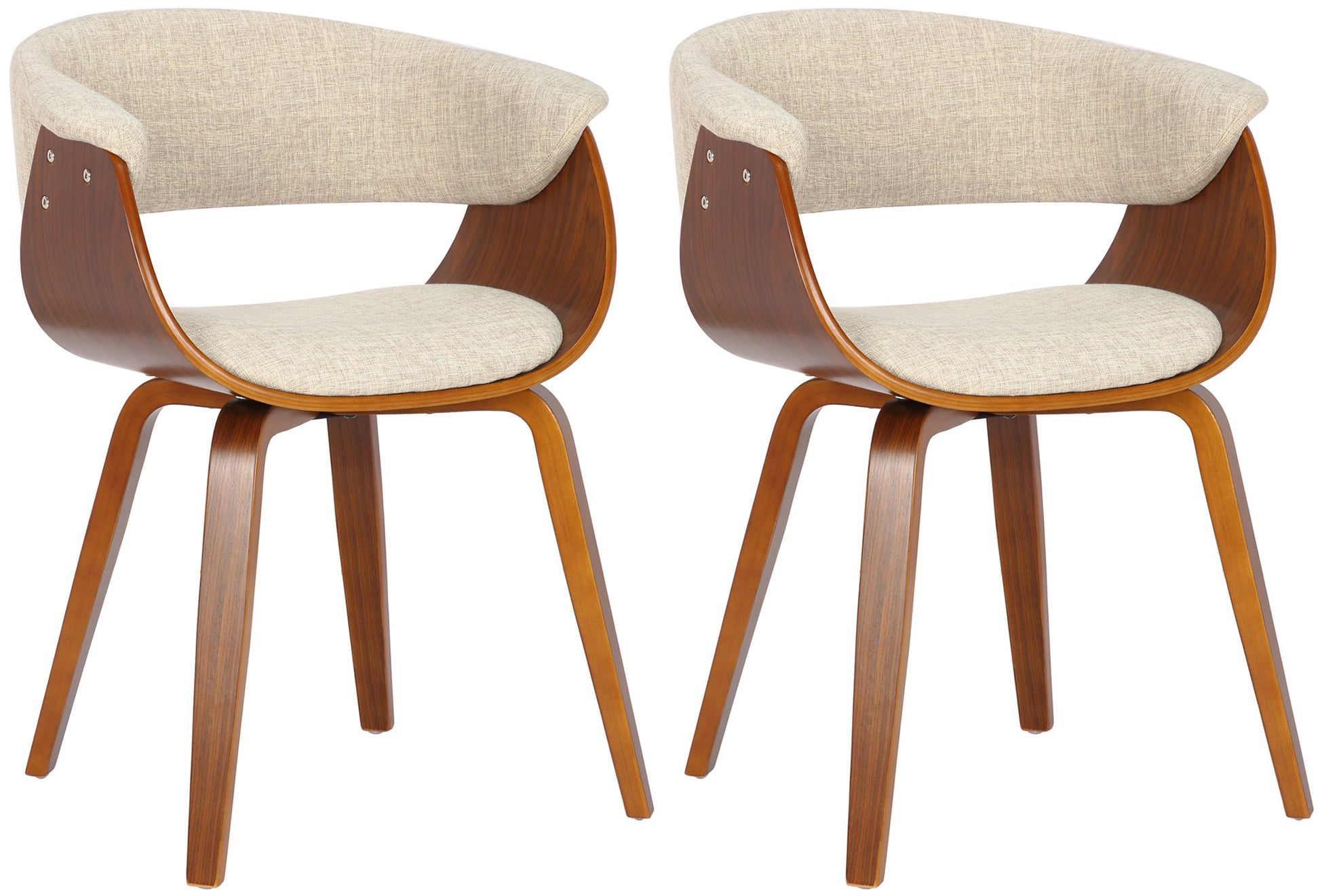 2-delige Eetkamerstoelen Set - Leunstoelen - Ergonomisch Design, Stijlvol Textiel Kleur walnoot/creme