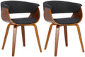 Set van 2 Eetkamerstoelen - Keukenstoelen, Uitstekend Zitcomfort, Modern Design Kleur walnoot/zwart