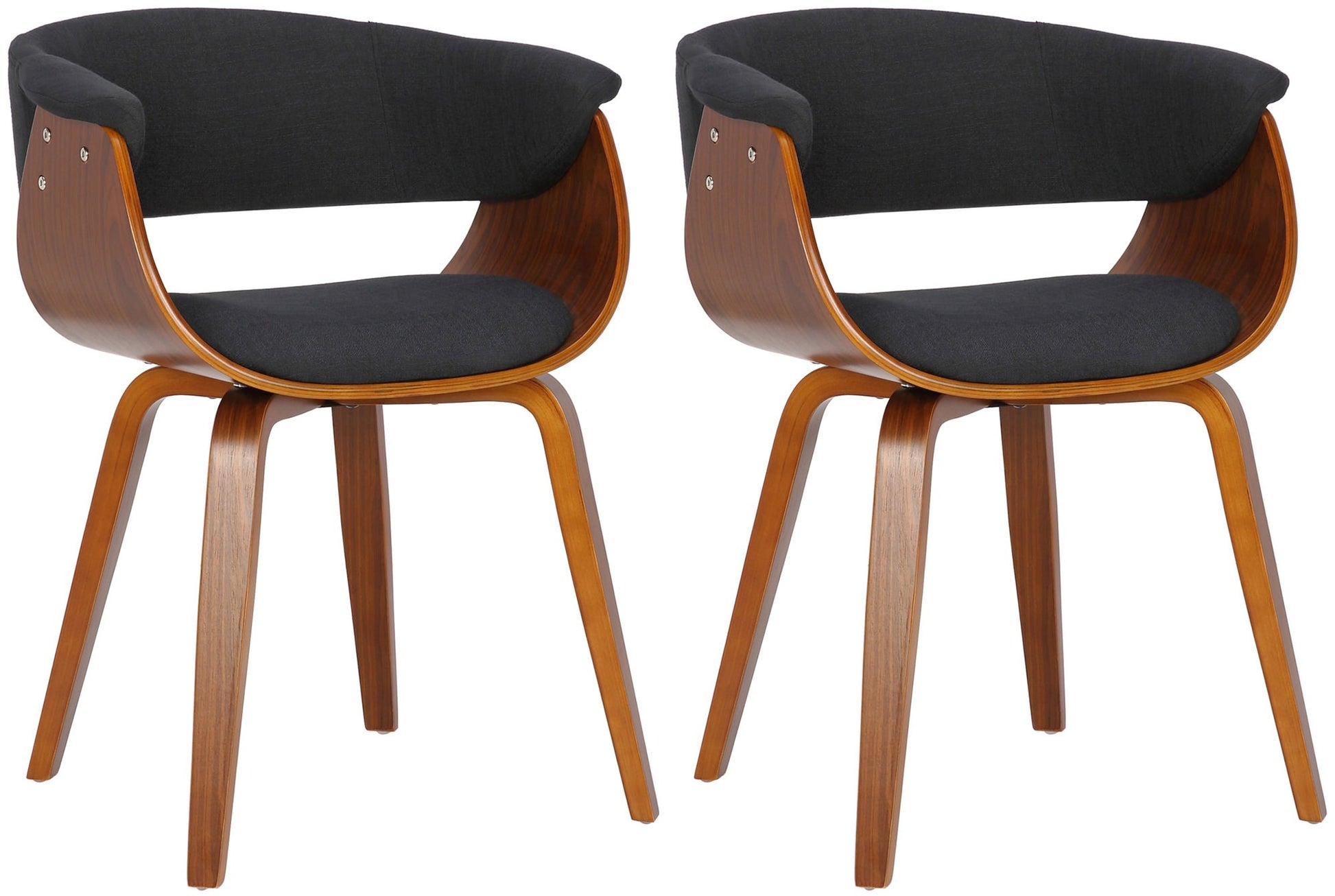 Set van 2 Eetkamerstoelen - Keukenstoelen, Uitstekend Zitcomfort, Modern Design Kleur walnoot/zwart