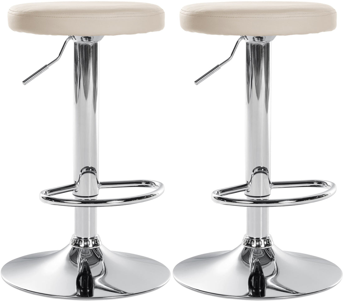 Set van 2 Barstoelen Kunstleer - Barkrukken - 360° Draaimechanisme, Modern Design Kleur crème