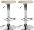 Set van 2 Barstoelen Kunstleer - Barkrukken - 360° Draaimechanisme, Modern Design Kleur crème
