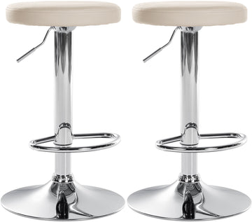 Set van 2 Barstoelen Kunstleer - Barkrukken - 360° Draaimechanisme, Modern Design Kleur crème