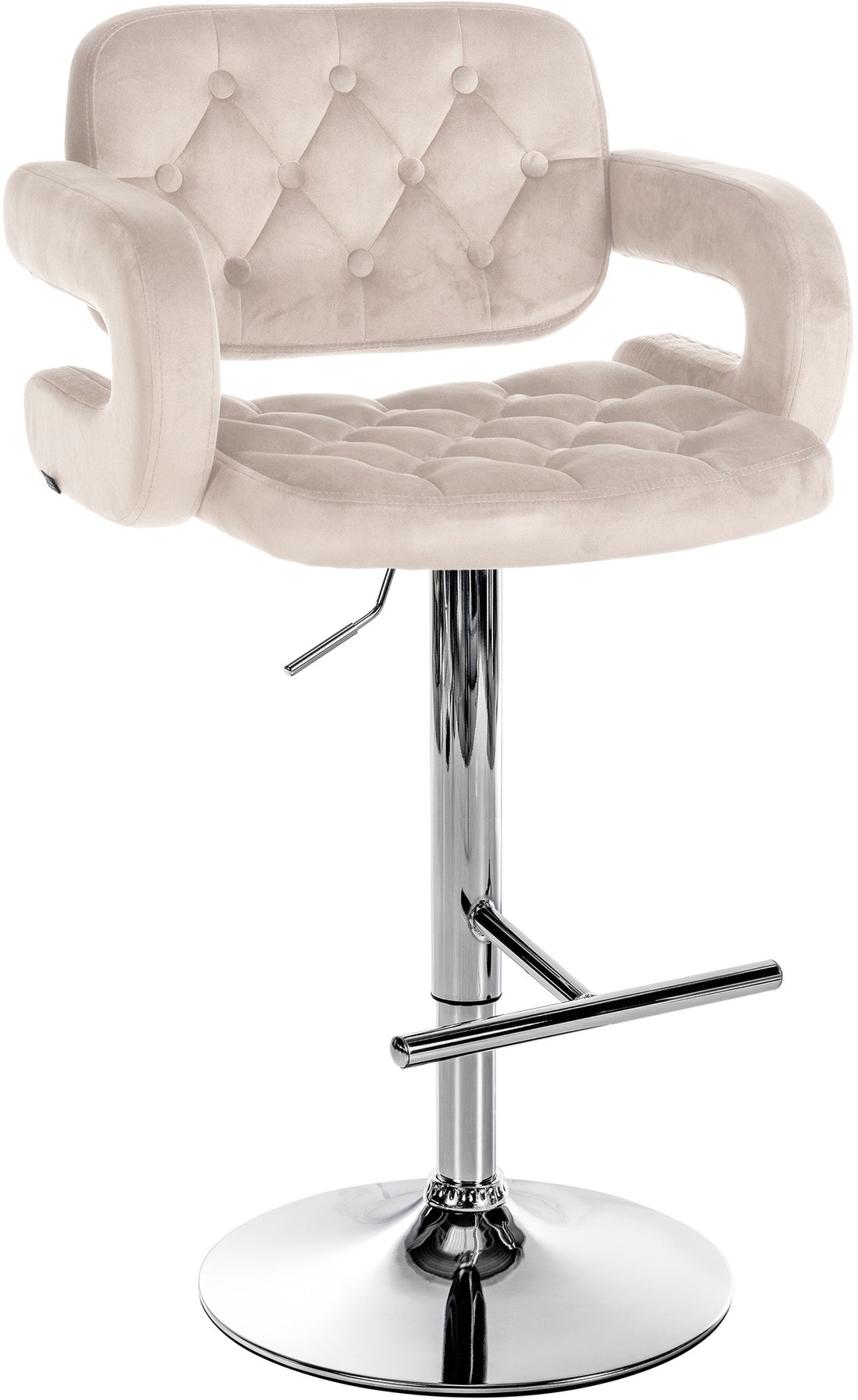 Barkruk Velvet - Fluwelen Stijl - Verstelbare Hoogte & Luxe Comfort Kleur crème