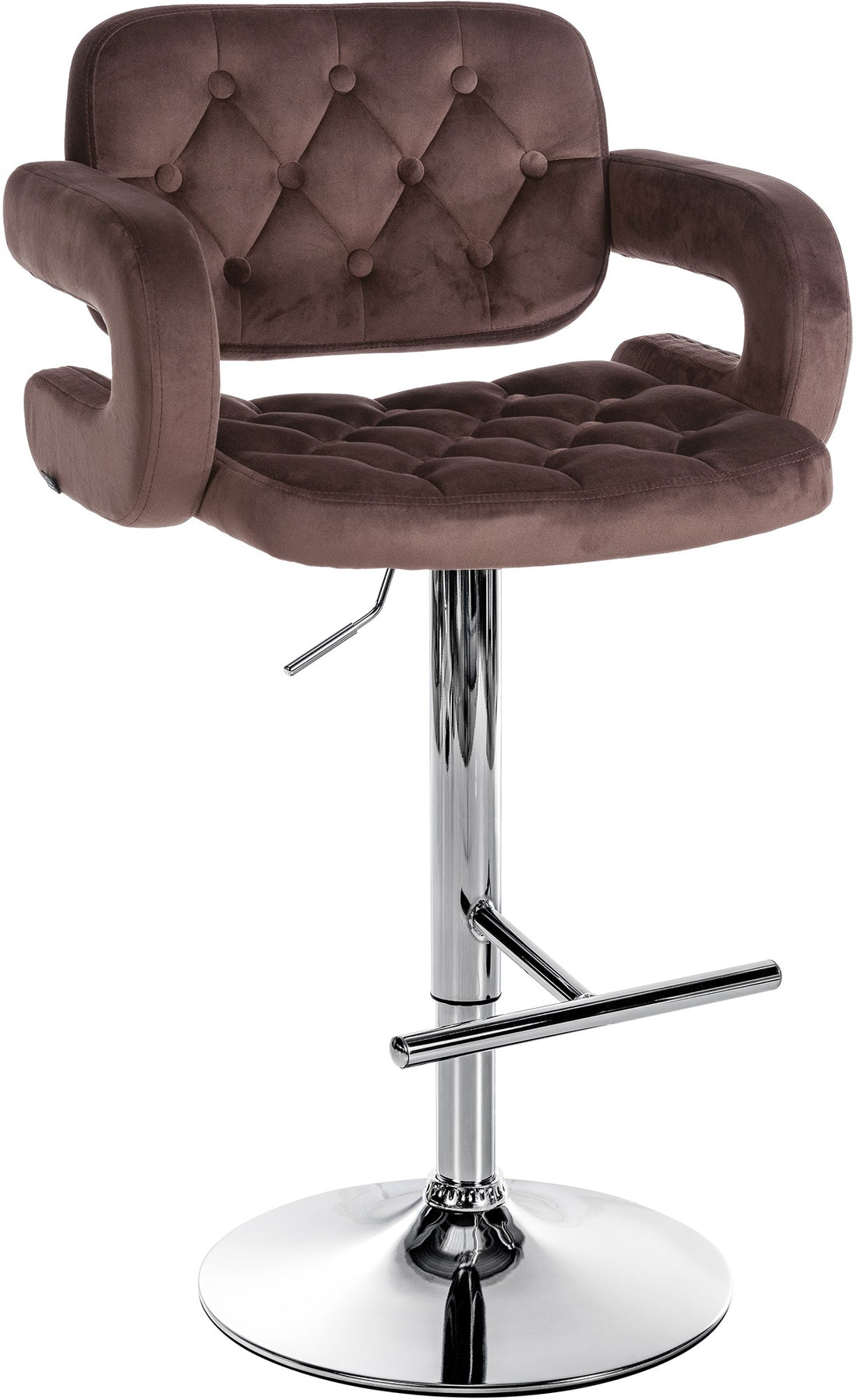 Velvet Barkruk - Fluwelen Kruk - Verstelbare Zithoogte, Luxueus Comfort Kleur bruin
