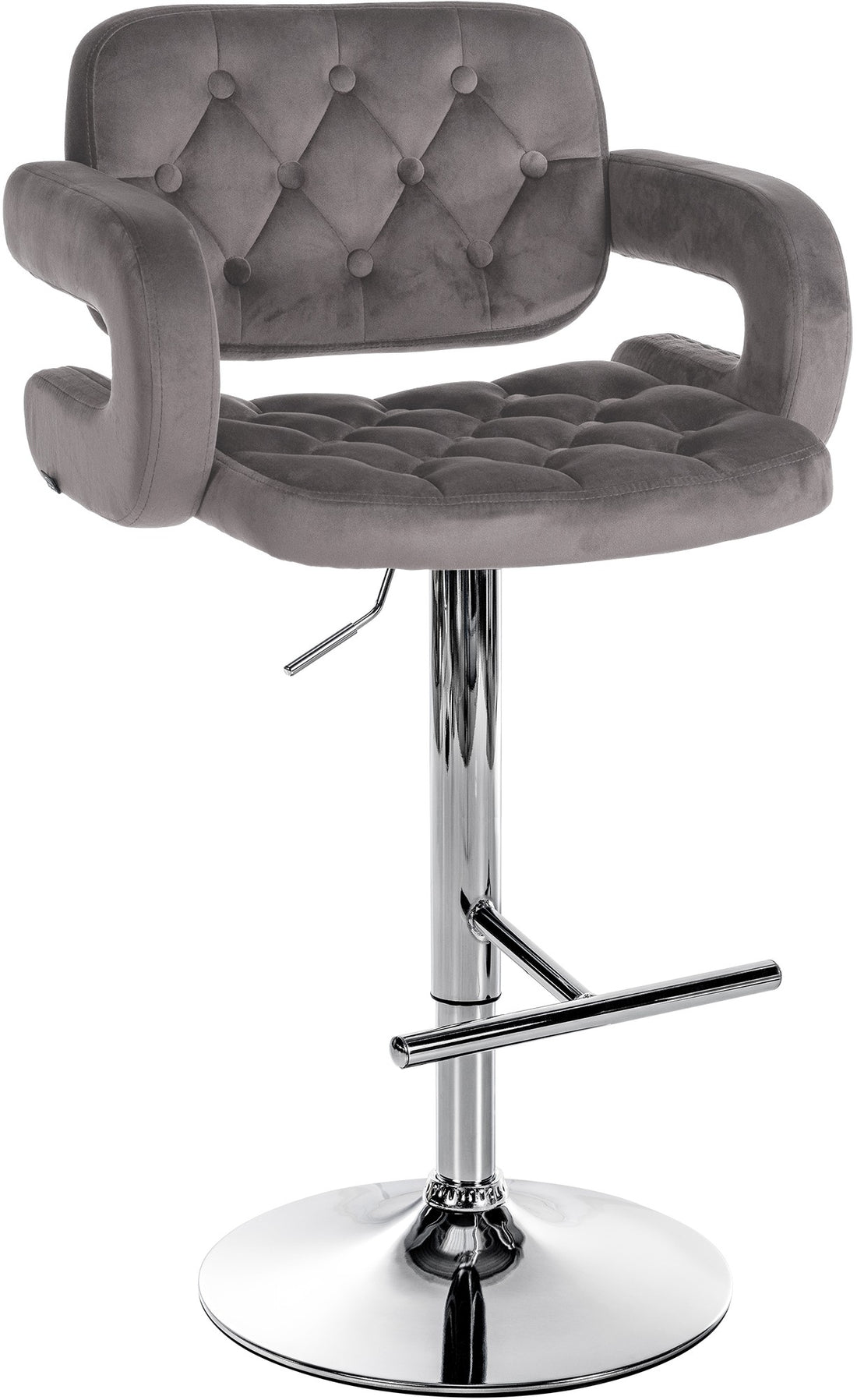 Barkrukken van Fluweel - Luxe Krukken - Hoogte Verstelbaar 65-85 cm voor Ultiem Comfort Kleur grijs
