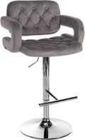 Barkrukken van Fluweel - Luxe Krukken - Hoogte Verstelbaar 65-85 cm voor Ultiem Comfort Kleur grijs