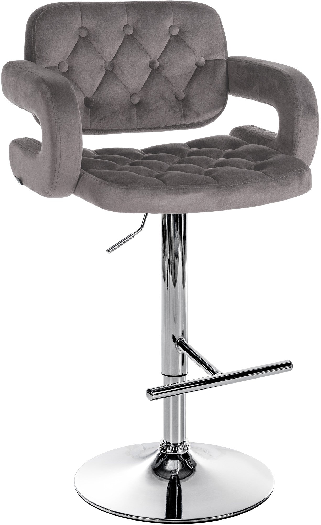 Barkrukken van Fluweel - Luxe Krukken - Hoogte Verstelbaar 65-85 cm voor Ultiem Comfort Kleur grijs