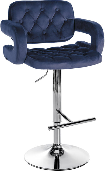 Velvet Barkruk - Fluwelen Kruk - Luxe & Verstelbaar Comfort Kleur blauw