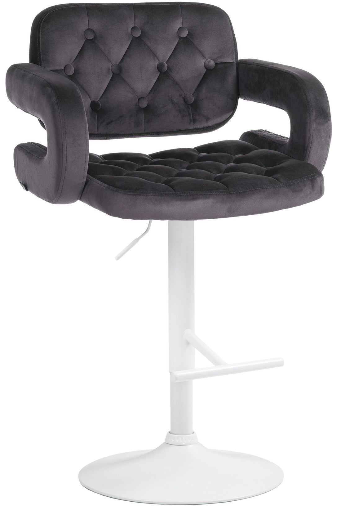 Velvet Barkruk - Fluwelen Stoel - Verstelbare Hoogte 65-85 cm, Luxe Comfort Kleur donkergrijs