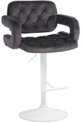 Velvet Barkruk - Fluwelen Stoel - Verstelbare Hoogte 65-85 cm, Luxe Comfort Kleur donkergrijs