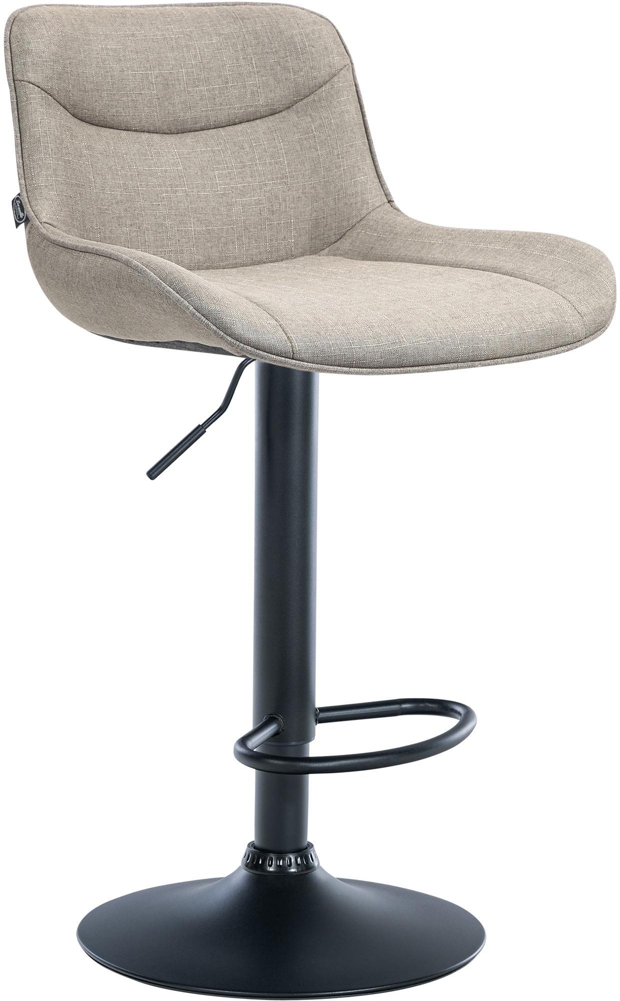 Verstelbare Stoffen Barkruk - Tabouret - Hoog comfort, 360° draaibaar, traploos verstelbaar Kleur taupe