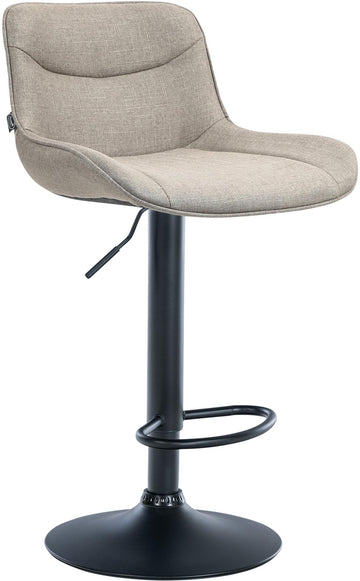Verstelbare Stoffen Barkruk - Tabouret - Hoog comfort, 360° draaibaar, traploos verstelbaar Kleur taupe