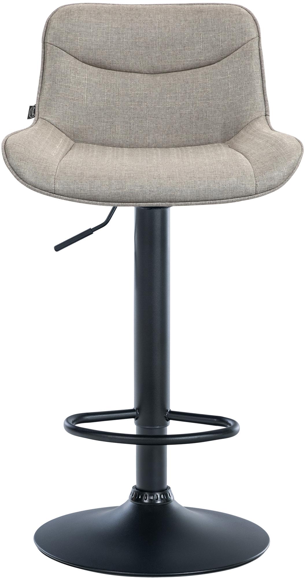 Verstelbare Stoffen Barkruk - Tabouret - Hoog comfort, 360° draaibaar, traploos verstelbaar Kleur taupe