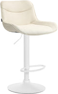 Verstelbare Barstoel - Draaibare Kruk - Ergonomisch Comfort, Duurzaam Stof Kleur crème Onderstel Kleur wit