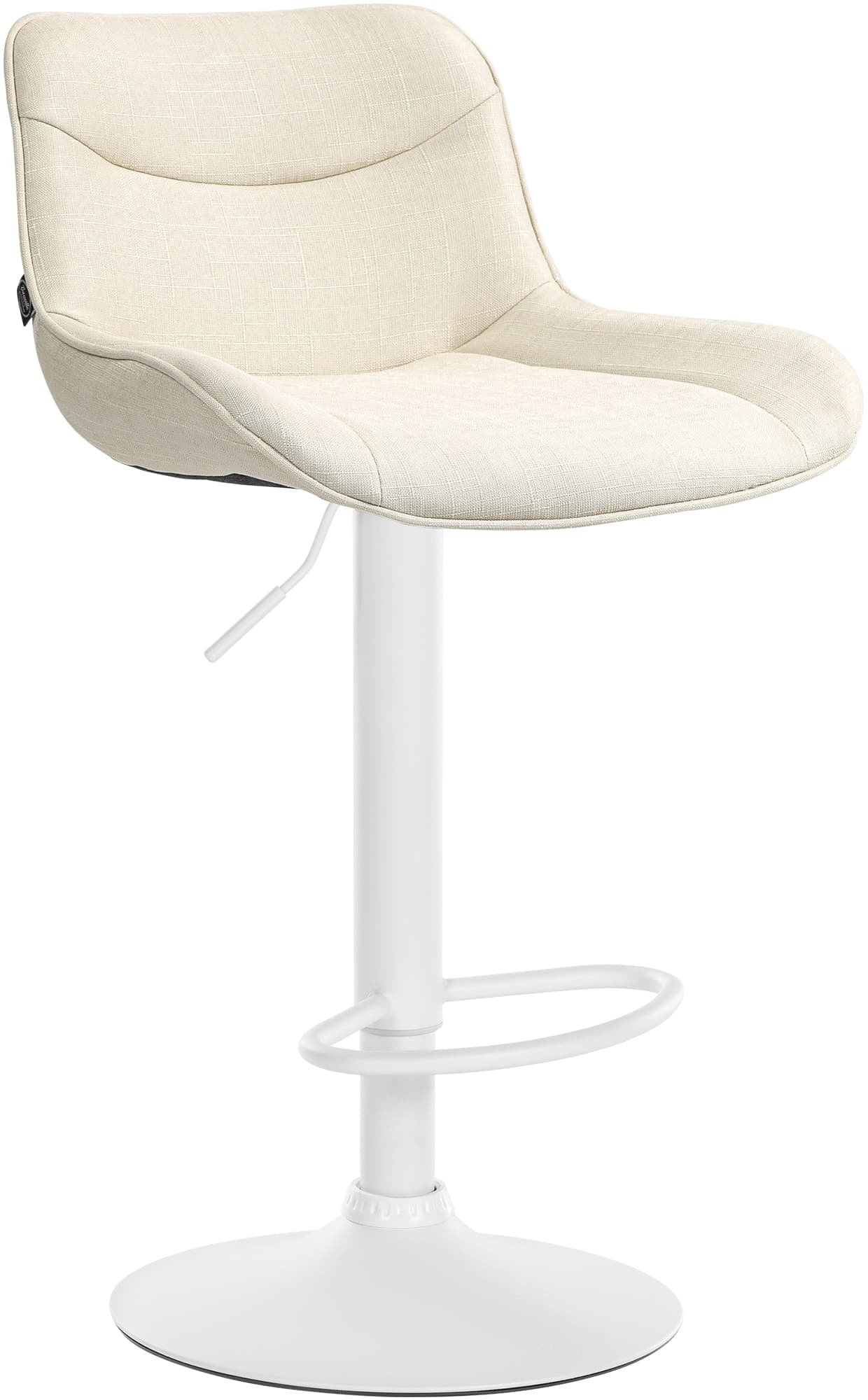 Verstelbare Barstoel - Draaibare Kruk - Ergonomisch Comfort, Duurzaam Stof Kleur crème Onderstel Kleur wit