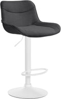 Verstelbare Barstoel - Draaibare Kruk - Ergonomisch Comfort, Duurzaam Stof Kleur donkergrijs Onderstel Kleur wit