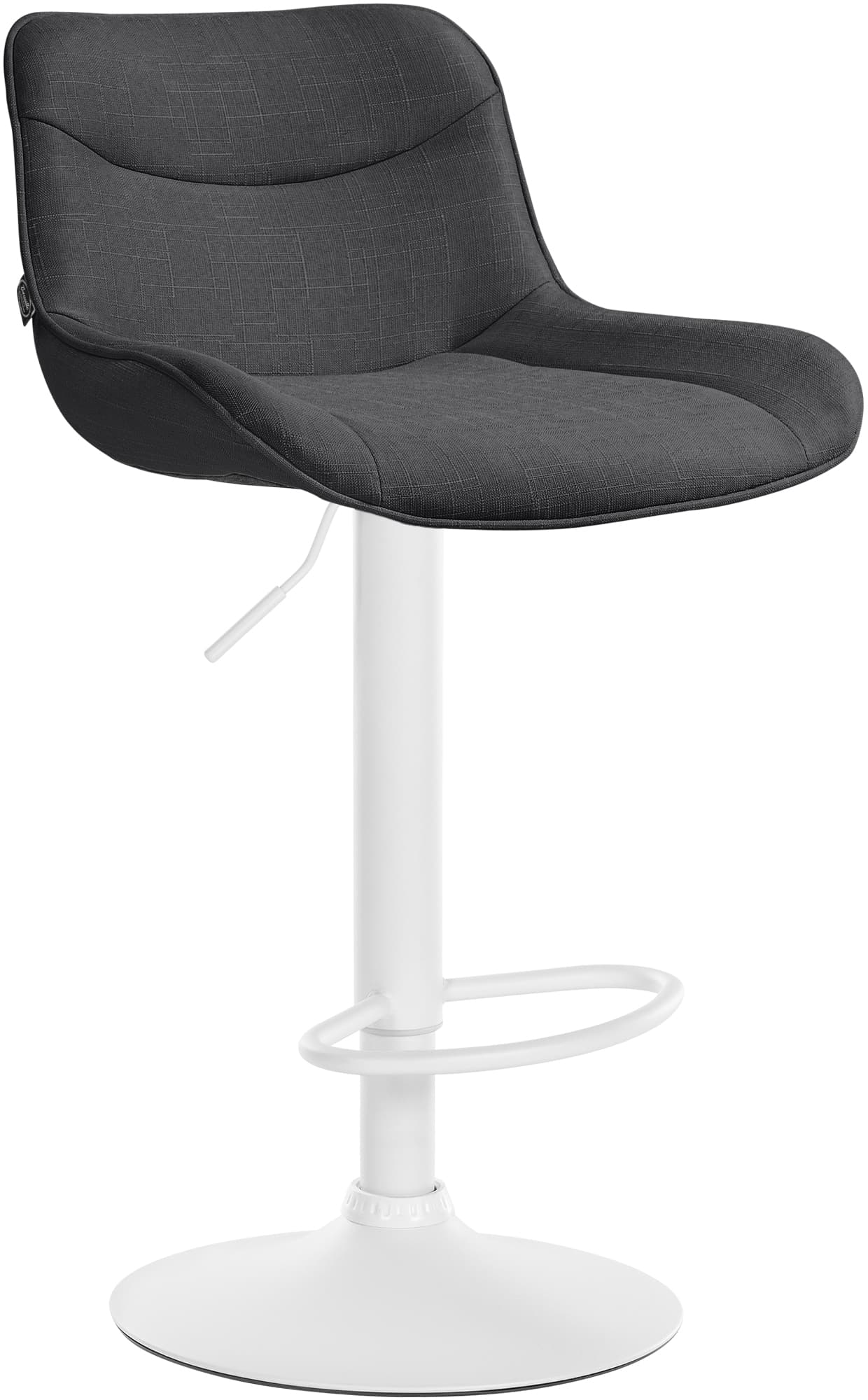 Verstelbare Barstoel - Draaibare Kruk - Ergonomisch Comfort, Duurzaam Stof Kleur donkergrijs Onderstel Kleur wit