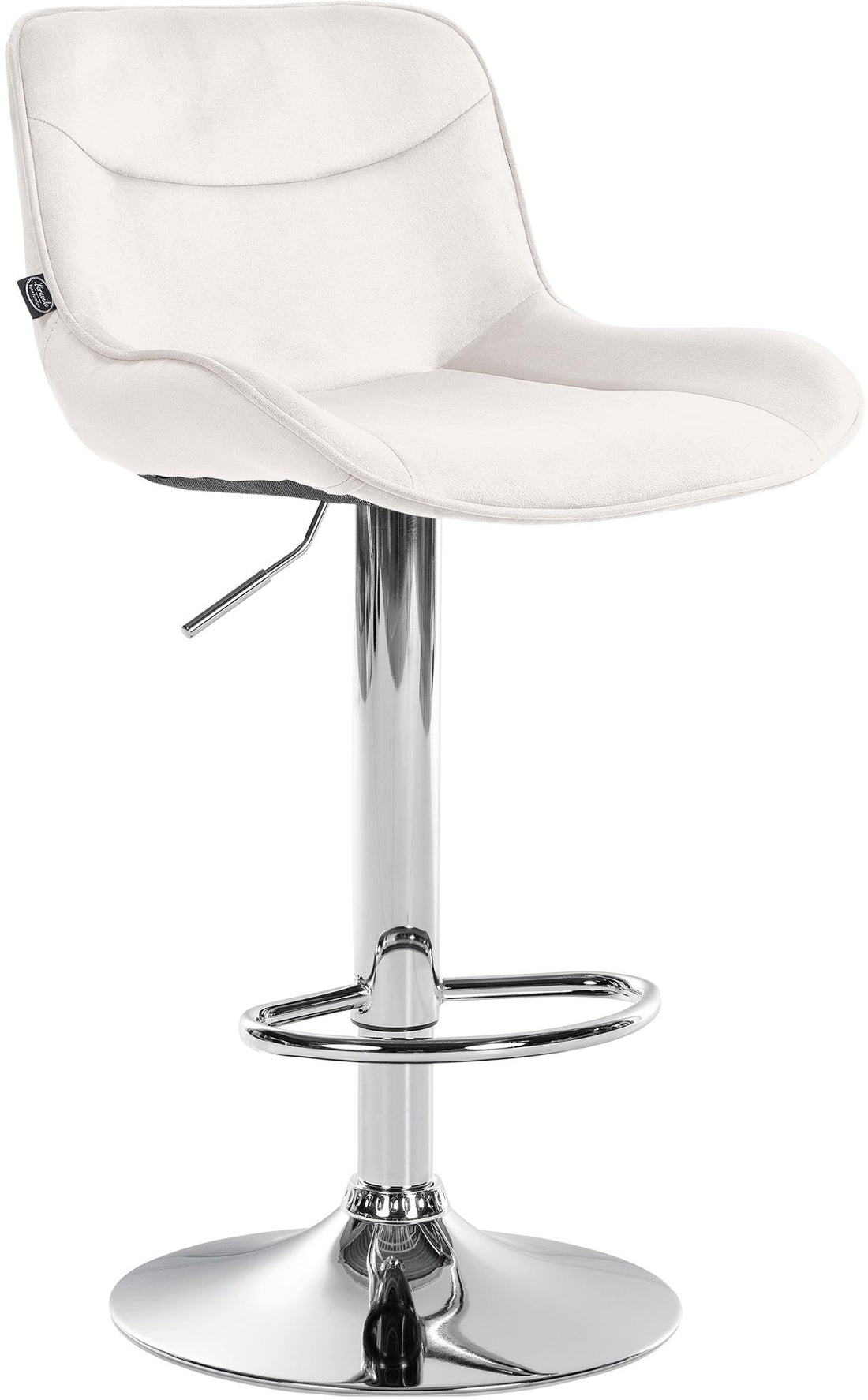 Verstelbare Fluwelen Barstoel - Kruk - 360° Draaibaar, Hoog Comfort Kleur crème Onderstel Kleur chroom