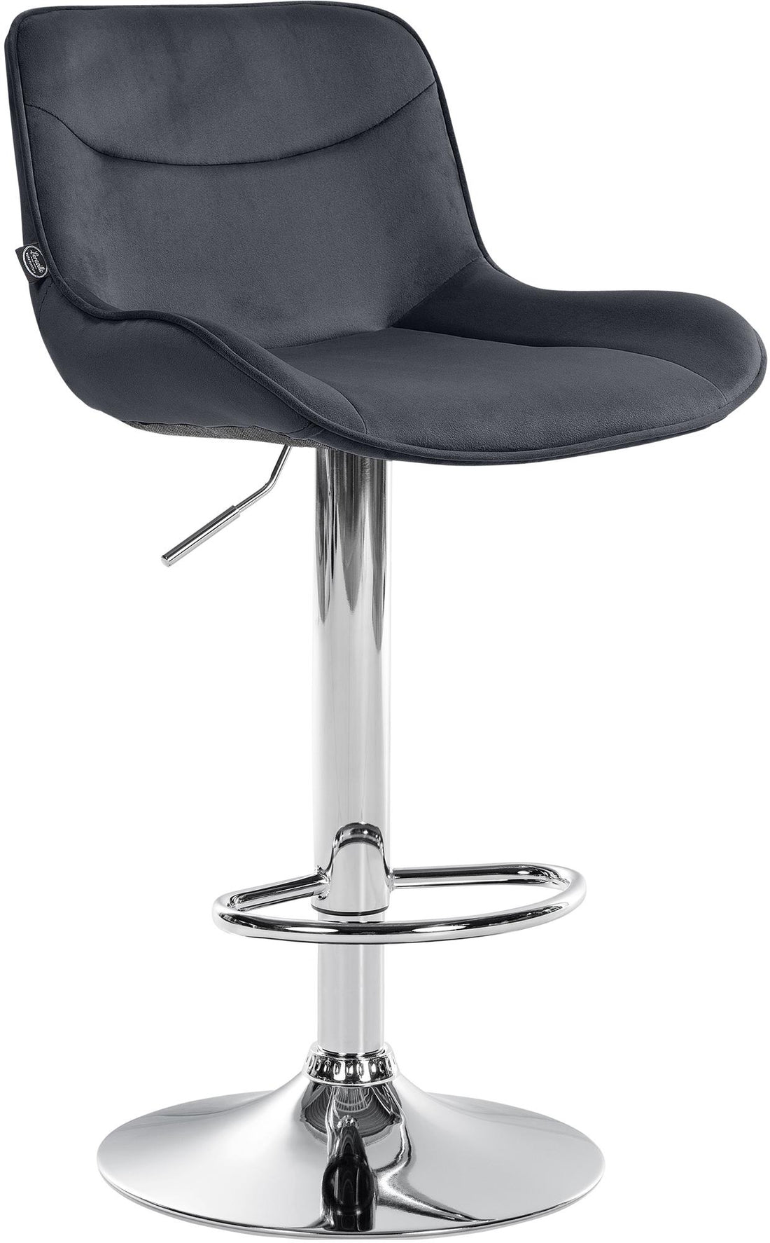 Verstelbare Fluwelen Barstoel - Kruk - 360° Draaibaar, Hoog Comfort Kleur crème Onderstel Kleur chroom