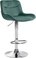 Verstelbare Fluwelen Barstoel - Kruk - 360° Draaibaar, Hoog Comfort Kleur groen Onderstel Kleur chroom