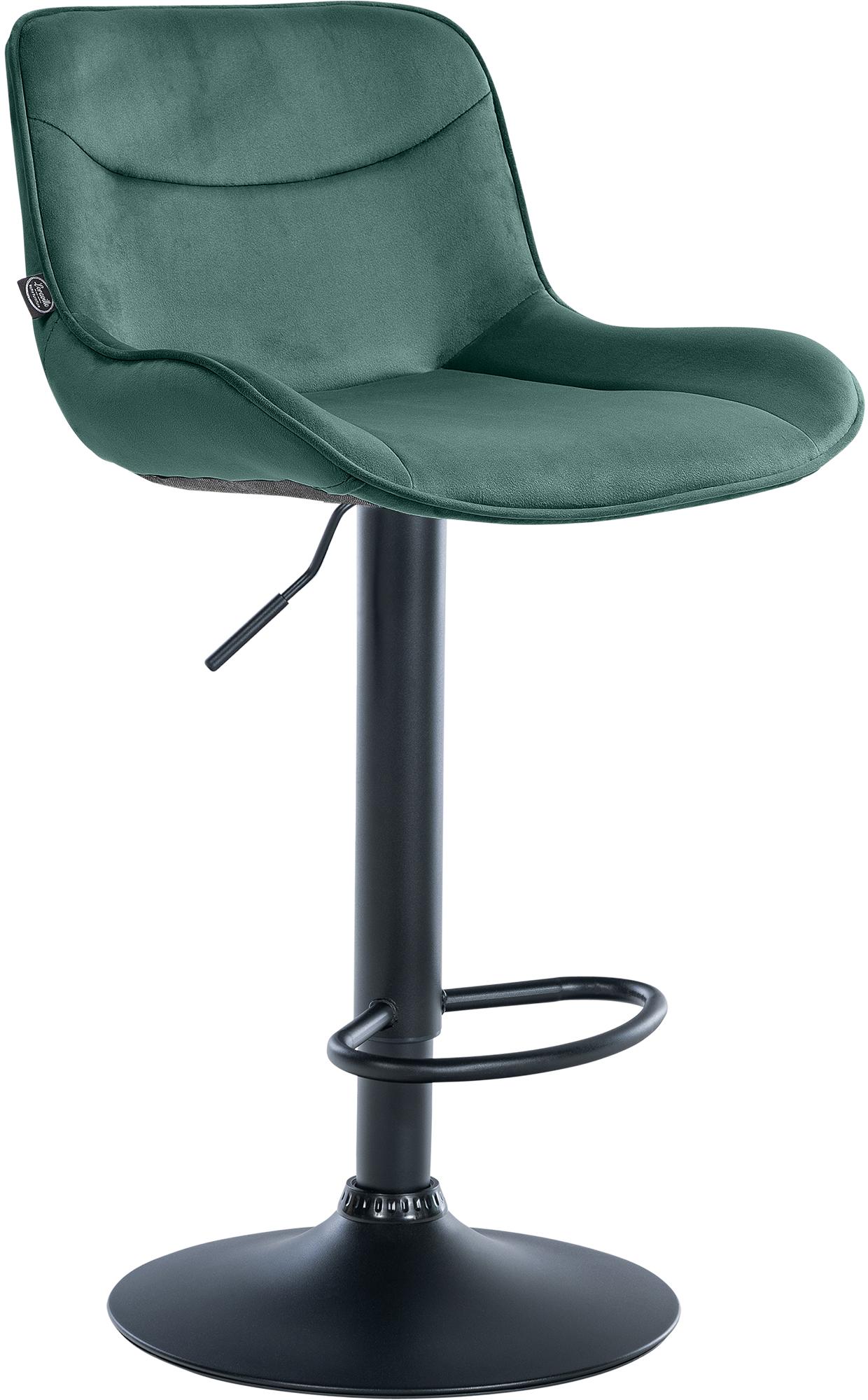 Verstelbare Fluwelen Barstoel - Kruk - 360° Draaibaar, Hoog Comfort Kleur groen Onderstel Kleur zwart
