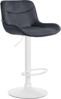 Verstelbare Fluwelen Barstoel - Kruk - 360° Draaibaar, Hoog Comfort Kleur zwart Onderstel Kleur wit