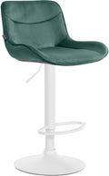 Verstelbare Fluwelen Barstoel - Kruk - 360° Draaibaar, Hoog Comfort Kleur groen Onderstel Kleur wit