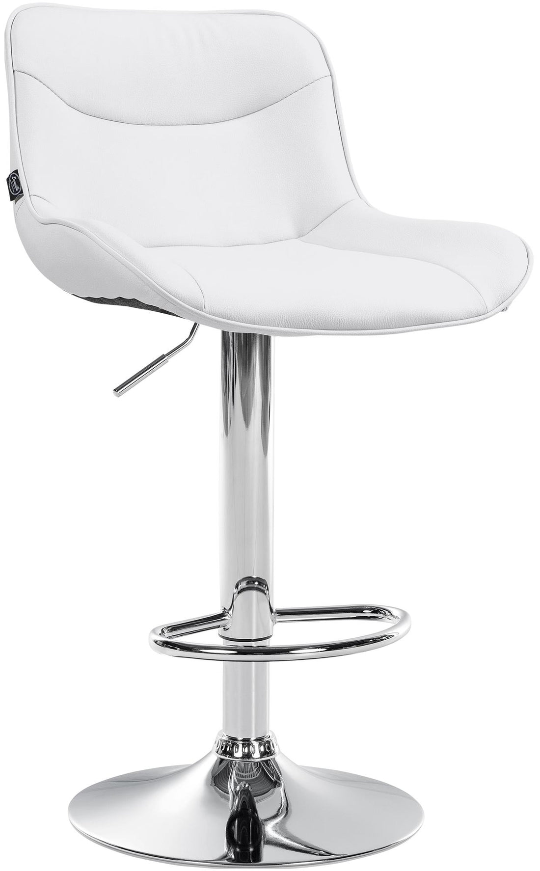 Kunstleren Barkruk - Design Kruk - Ergonomisch Comfort, Verstelbare Hoogte Kleur wit Onderstel Kleur chroom